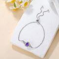 wholesale 925 Sterling Silver Round Purple Amethyst Zircon Vintage Rose Birthstone Bracelet for Women-0-3