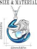 wholesale 925 Sterling Silver Mermaid Necklace with Blue Enamel and Moonstone Pendant Ocean Animal  for Women-0-4