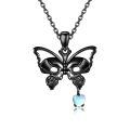 wholesale 925 Sterling Silver Gothic Black Butterfly Skull Heart Charm Pendant Necklace Gift for Her-0-0