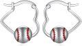 wholesale 925 Sterling Silver Baseball Ball Sporty Hoop Earrings for Women Girls Gifts-0-0
