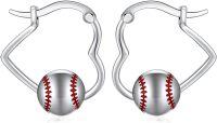 wholesale 925 Sterling Silver Baseball Ball Sporty Hoop Earrings for Women Girls Gifts-Baseball