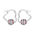 wholesale 925 Sterling Silver Baseball Hoop Earrings Platinum Plated Red Stitching Sports Jewelry For Women-0-0