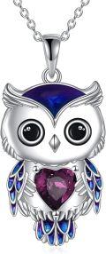 wholesale 925 Sterling Silver White Gold Plated Owl Necklace with Magic Stone for Women & Men, Wisdom Jewelry Gift-0-0