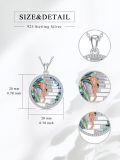 wholesale 925 Sterling Silver Round Abalone Shell Girl Reading Books Pendant Necklace for Women-0-5