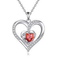 TOUPOP Sterling Silver Rose Heart Necklace Jewelry Gift For Women-undefined
