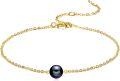 wholesale 14K Gold Black Tahitian Pearl Anklet for Women-0-0