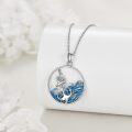 wholesale 925 Sterling Silver Ocean Wave & Starfish Pendant Necklace with Blue Crystal and Anchor Design-0-2