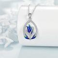 wholesale 925 Sterling Silver Blue Abalone Shell Lotus Pendant Necklace Yoga Gifts for Women-0-3