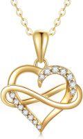 wholesale 14K Gold Double Heart Infinity Diamond Pendant Necklace for Women - Elegant Love Charm s-0-0