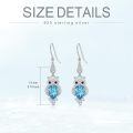 wholesale 925 Sterling Silver Blue Austrian Crystal Owl Drop Earrings-0-4
