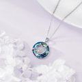 wholesale 925 Sterling Silver Round Blue Crystal Zodiac Pendant Necklace with Stars and Moon Design for Women Astrology -0-7
