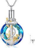wholesale 925 Sterling Silver Blue Crystal Angel Wing Cremation Jewelry Keepsake Pendant with Funnel and Fill Tool-0-0