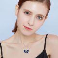 wholesale 925 Sterling Silver Blue Butterfly Heart Knot Pendant Necklace - Cute  for Women-0-1