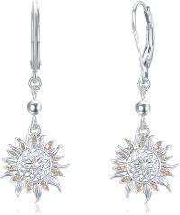 wholesale 925 Sterling Silver Sunflower Drop Earrings - You Are My Sunshine Jewelry for Women-Hoop