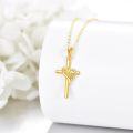 wholesale 14K Gold Mom Heart & Cross Pendant Necklace - Religious Gifts for Women-0-4