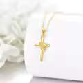 wholesale 14K Gold Mom Heart & Cross Pendant Necklace Wholesale - Religious Gifts for Women-0-4