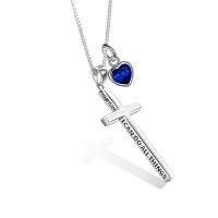 wholesale 925 Sterling Silver Cross Pendant With Blue Opal And Philippians Inscription-silver-09 September