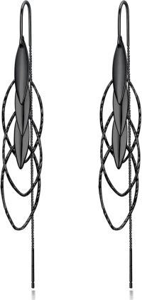 wholesale Black Threader Earrings for Women - Long Chain Dangle Hypoallergenic Tassel Earrings Fashion Jewelry-A Tassel Black