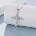 wholesale 925 Sterling Silver White Gold Plated Celtic Cross Heart Citrine Pendant Necklace-0-15