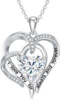 wholesale TOUPOP Forever Love Heart Necklaces For Women Wedding Anniversary Birthday Gift For Wife S925 Silver Jewelry With Zircon Pendant Ideal Chrismas Valentine's Or Mothers Day Gifts For Her -0-0