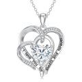TOUPOP S925 Silver Zircon Forever Love Heart Necklace Gift For Her-0-0