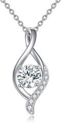 wholesale 925 Sterling Silver Infinity Moissanite Pendant Necklace for Women - Round Cut 1ct Cubic Zirconia Alternative s-0-0