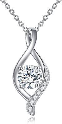 wholesale 925 Sterling Silver Infinity Moissanite Pendant Necklace for Women - Round Cut 1ct Cubic Zirconia Alternative s-1.0 carats