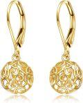 wholesale 14K Gold Filigree Teardrop Leverback Dangle Earrings for Women - Birthday Gift Ideas-0-0