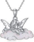 wholesale 925 Sterling Silver Guardian Angel Cloud Pendant with Opal Stone and 3-Chain Set - Length: Adjustable from 46 to 71 cm (Approx.)-0-0