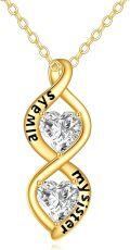 wholesale 14K Yellow Gold Moissanite Infinity Sister Necklace for Women, Sparkling Jewelry Gift-0-0