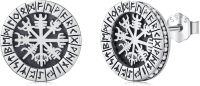 wholesale 925 Sterling Silver Vegvisir Viking Rune Stud Earrings - Nordic Amulet Jewelry for Men & Women-Compass
