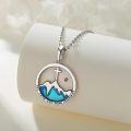 wholesale 925 Sterling Silver Cross & Mountain Pendant Necklaces for Women - Religious Gifts with Blue Enamel and Brown Stone Charm-0-1