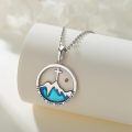 wholesale 925 Sterling Silver Cross & Mountain Pendant Necklaces for Women - Religious Gifts with Blue Enamel and Brown Stone Charm-0-1