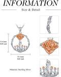wholesale S925 Sterling Silver 14K Rose Gold Plated Rose Flower Mother Necklace for Mom Grandma Gift-0-5