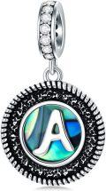 wholesale 925 Sterling Silver Abalone Shell Alphabet Charms A Z for Jewelry-0-0