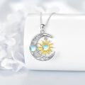 wholesale 925 Sterling Silver Sun & Moon Pendant with Blue Opal and Black Onyx Necklaces for Women-0-1