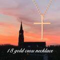 wholesale 18K Rose Gold Small Plain Cross Pendant Necklace for Women - 16-18 inch Chain Length-0-5