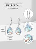 TOUPOP Sterling Silver Lotus Wolf Sea Turtle Dangle Leverback Earrings-0-4