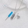 wholesale 925 Sterling Silver Floral Cylinder Cremation Pendant with Funnel and Screwdriver Set - 3D Flower Design Keepsake Jewelry for Ashes Memory Gift-0-1