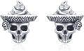 wholesale 925 Sterling Silver 925 King of Roses Green Eye Skull Studs for Men/Women - Dad/Mom Gift Ideas-0-0