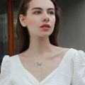 wholesale 925 Sterling Silver Blue Opal Butterfly Pendant Necklace Minimalist Charm s for Her-0-3