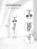 wholesale 925 Sterling Silver Gymnastics Pendant Necklace - 3D Figure Design with Ribbons and Balls Charm for Women's Dance Gifts in Box-0-1