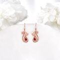 wholesale Rose Gold Plated Red Crystal Cat Shape Drop Earrings with Filigree Design - 925 Sterling Silver s for Women-0-1