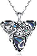 wholesale Sterling Silver Celtic Cat Necklace Urn Necklace with Triquetra Trinity Knot Halloween Jewelry-0-21