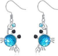 wholesale 925 Sterling Silver Blue Mermaid Scale Crab Drop Earrings for Women and Girls-Crab