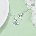 wholesale 925 Sterling Silver Blue Crystal Butterfly Drop Earrings Gifts for Women-0-3