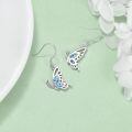 wholesale 925 Sterling Silver Butterfly Blue Zircon Drop Earrings White Gold Plated-0-3
