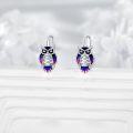 wholesale 925 Sterling Silver Gold-Plated Blue Purple Enamel Owl Stud Earrings for Women Girls  48x36mm-0-4