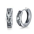 wholesale 925 Sterling Silver Egyptian Anubis Ankh Oxidized Hoop Earrings-0-0