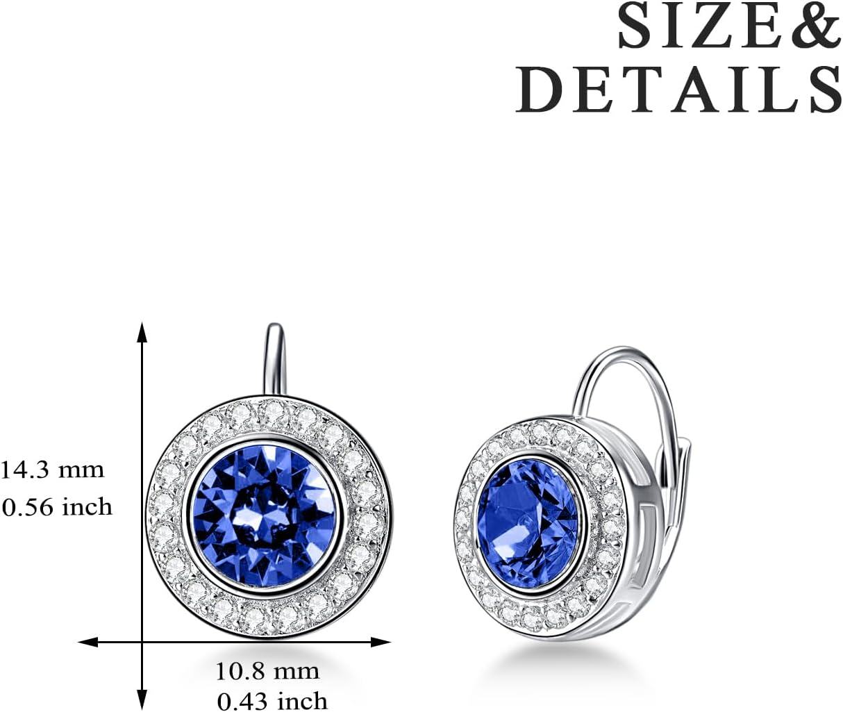 Sterling Silver Austria Crystal Halo Leverback Earrings Birthday Gifts for Women-0-4